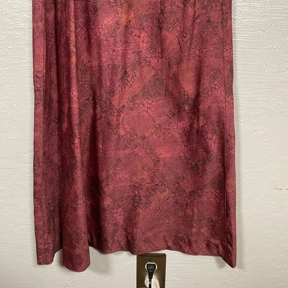 Peruvian Connection Women M Maroon Black Printed Dress Shoulder Tie Strap Cotton - Picture 6 of 9